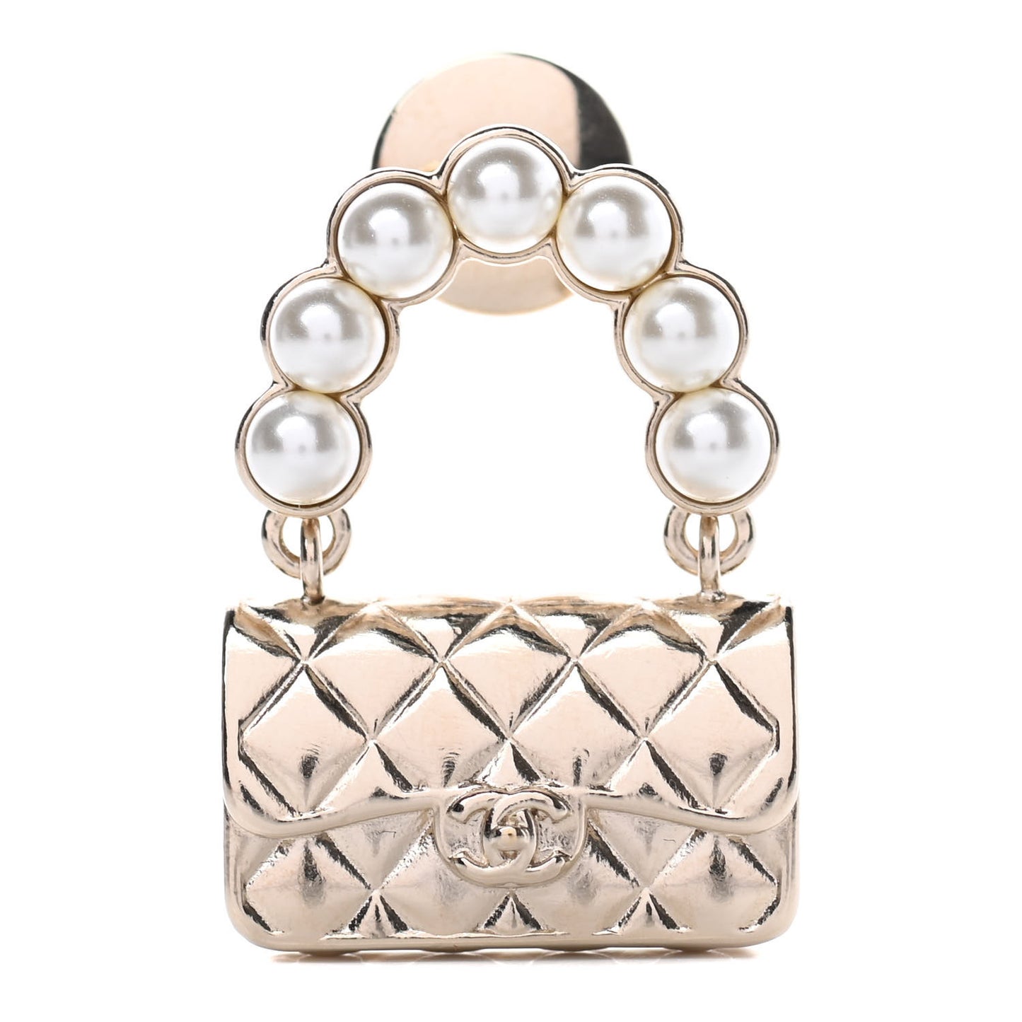 Pearl Quilted Flap Brooch Gold