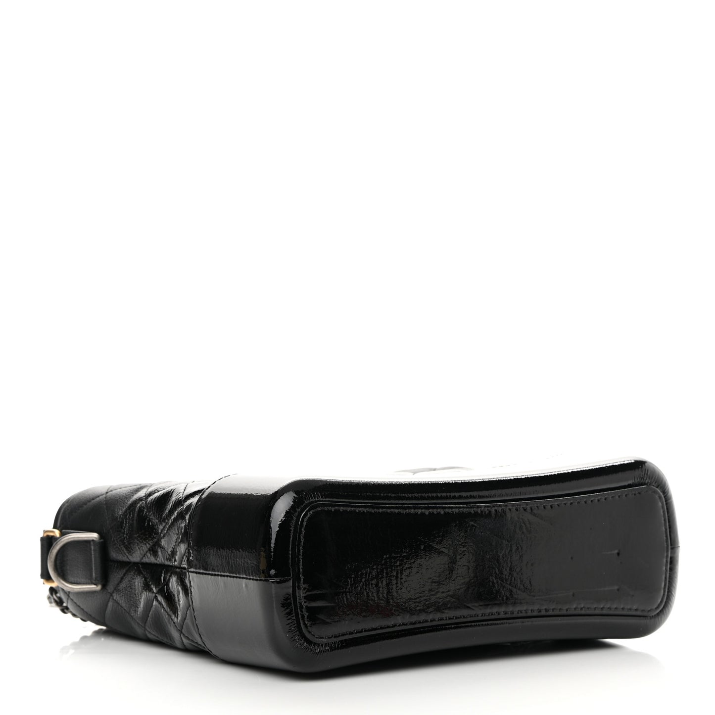 Patent Goatskin Quilted Medium Gabrielle Hobo Black