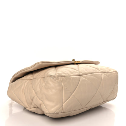 Chanel Lambskin Quilted Maxi Chanel 19 Flap Light Beige 4 of 9