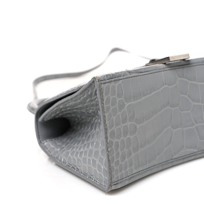 Balenciaga Shiny Calfskin Crocodile Embossed Small Hourglass Top Handle Bag Balenciaga Grey Balenciaga Grey 10 of 11