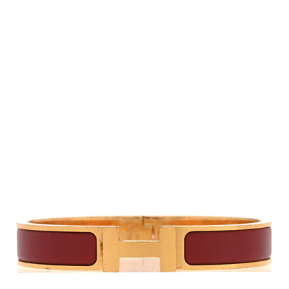 Hermes Matte Enamel Narrow Clic Clac HH Bracelet T4 Rouge H 1 of 5