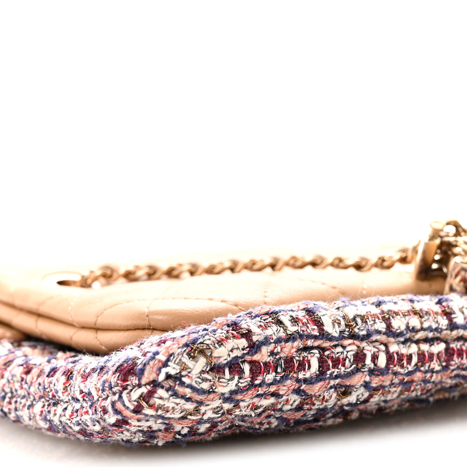 Chanel Tweed Lambskin Quilted Pouch Beige Multicolor 9 of 10