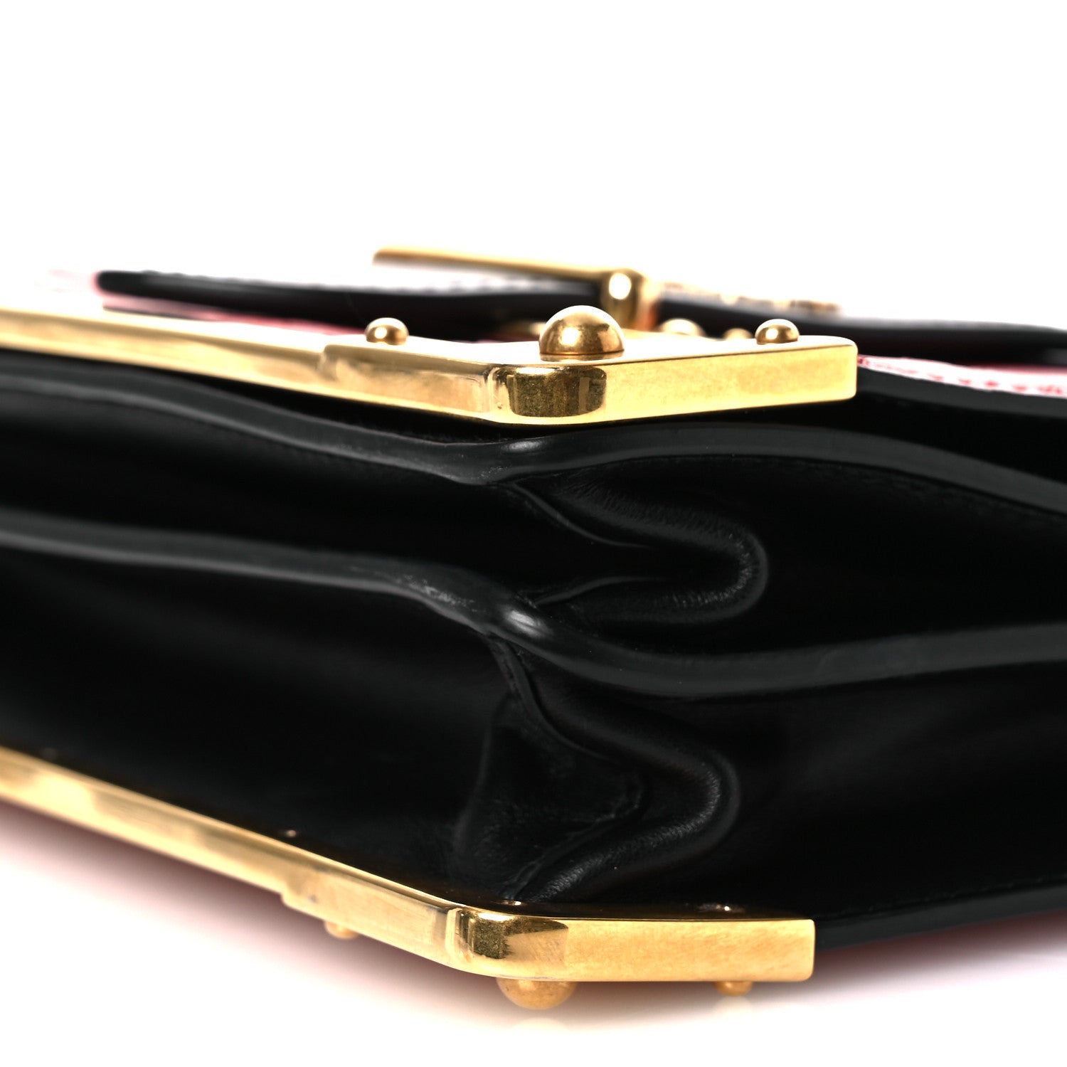 Prada City Calfskin Ostrich Cahier Bag Fuoco Black 10 of 11
