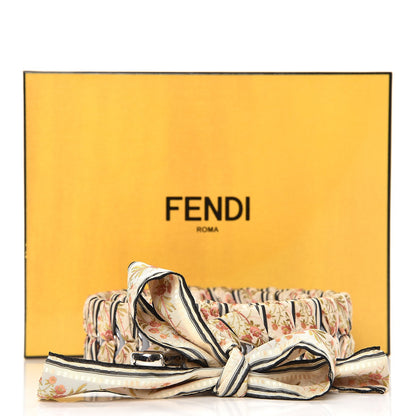 Fendi Calfskin Ribbon Lace Up Floral Strap You Grey White 4 of 4