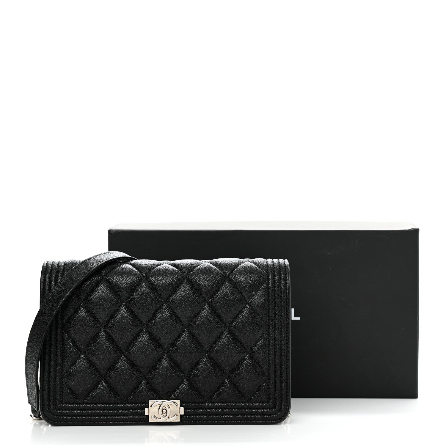 Chanel Caviar Quilted Boy Wallet On Chain WOC Black 15 of 15