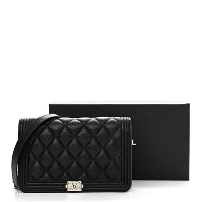 Chanel Caviar Quilted Boy Wallet On Chain WOC Black 15 of 15