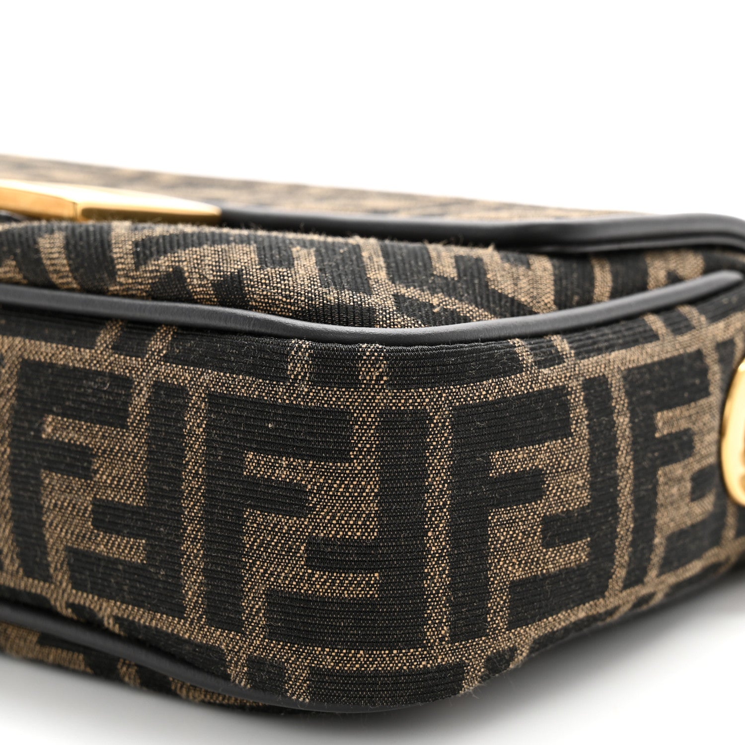 Fendi Fabric Jacquard FF 1974 Midi Chain Baguette Tobacco Moro 4 of 10