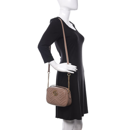 Gucci Calfskin Matelasse Small GG Marmont Chain Shoulder Bag Porcelain Rose 2 of 12