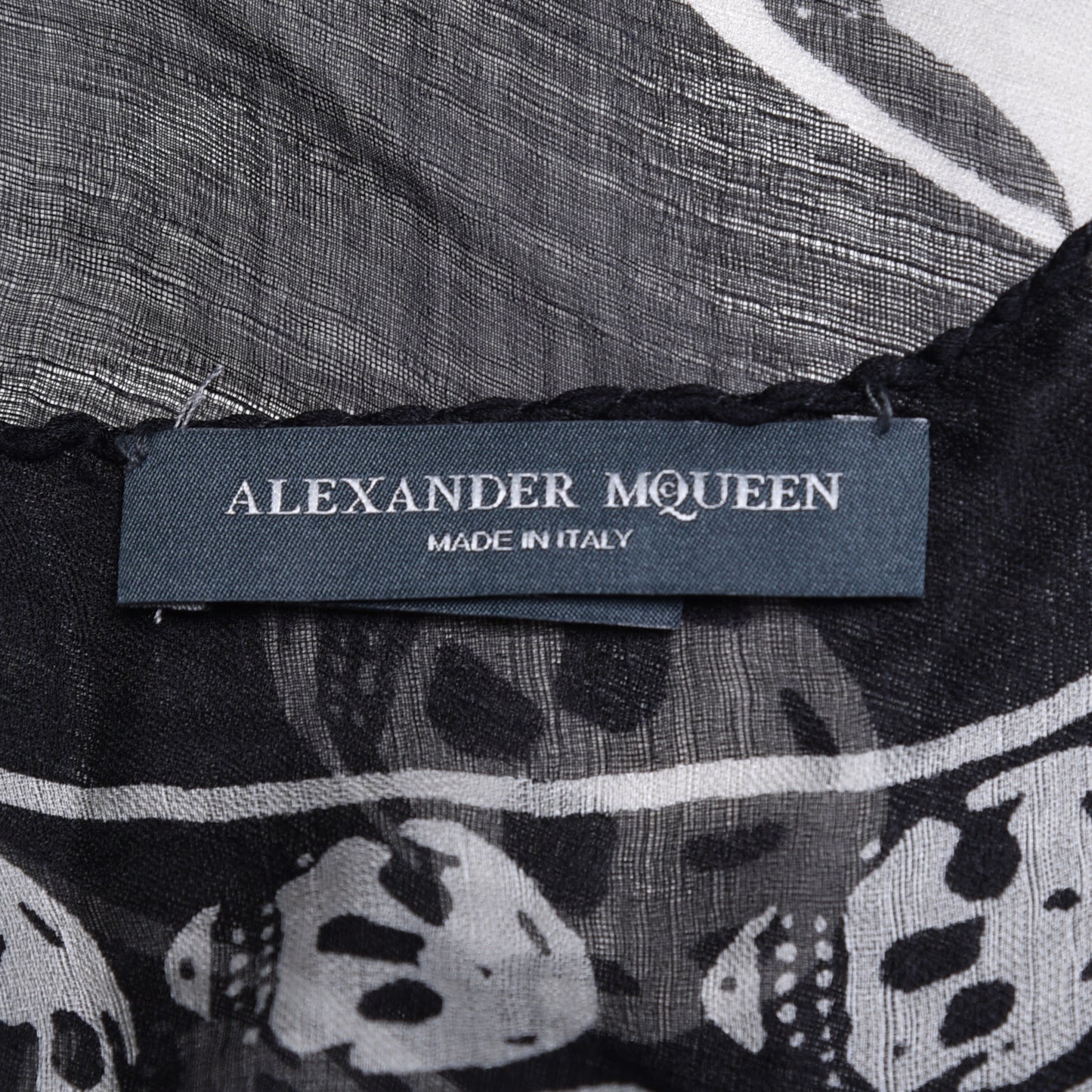 Silk Chiffon Skull Scarf Black Ivory
