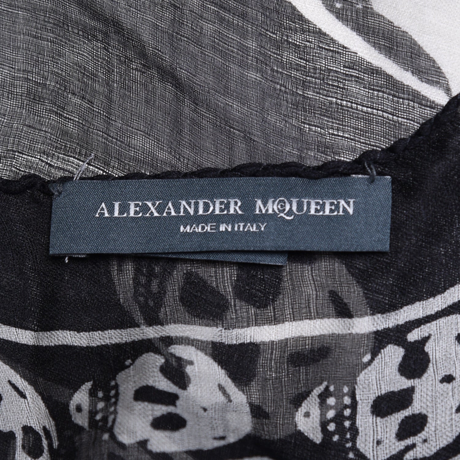 Alexander McQueen Silk Chiffon Skull Scarf Black Ivory 5 of 5