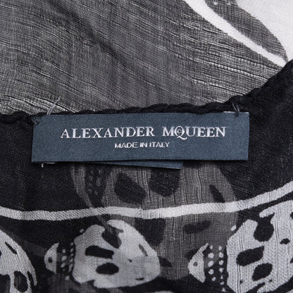 Alexander McQueen Silk Chiffon Skull Scarf Black Ivory 5 of 5