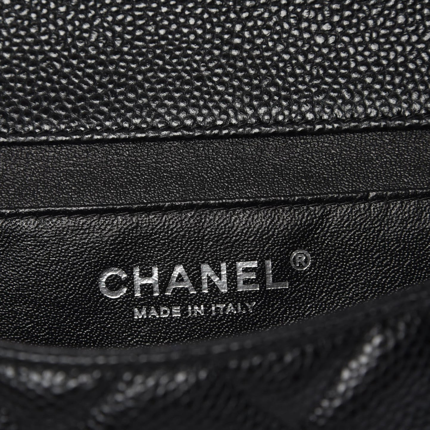 Caviar Quilted Clutch With Chain Flap Black