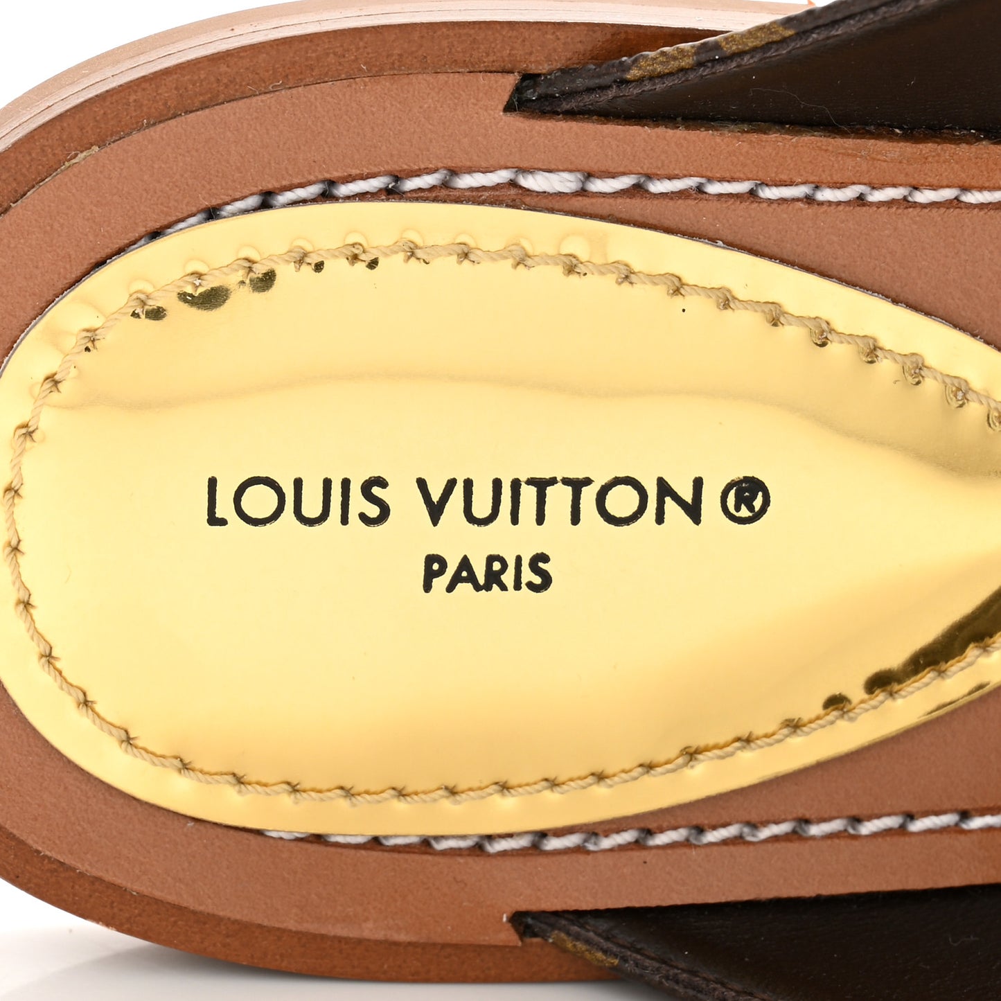 Monogram Sunny Flat Thong Sandals 38.5 Brown