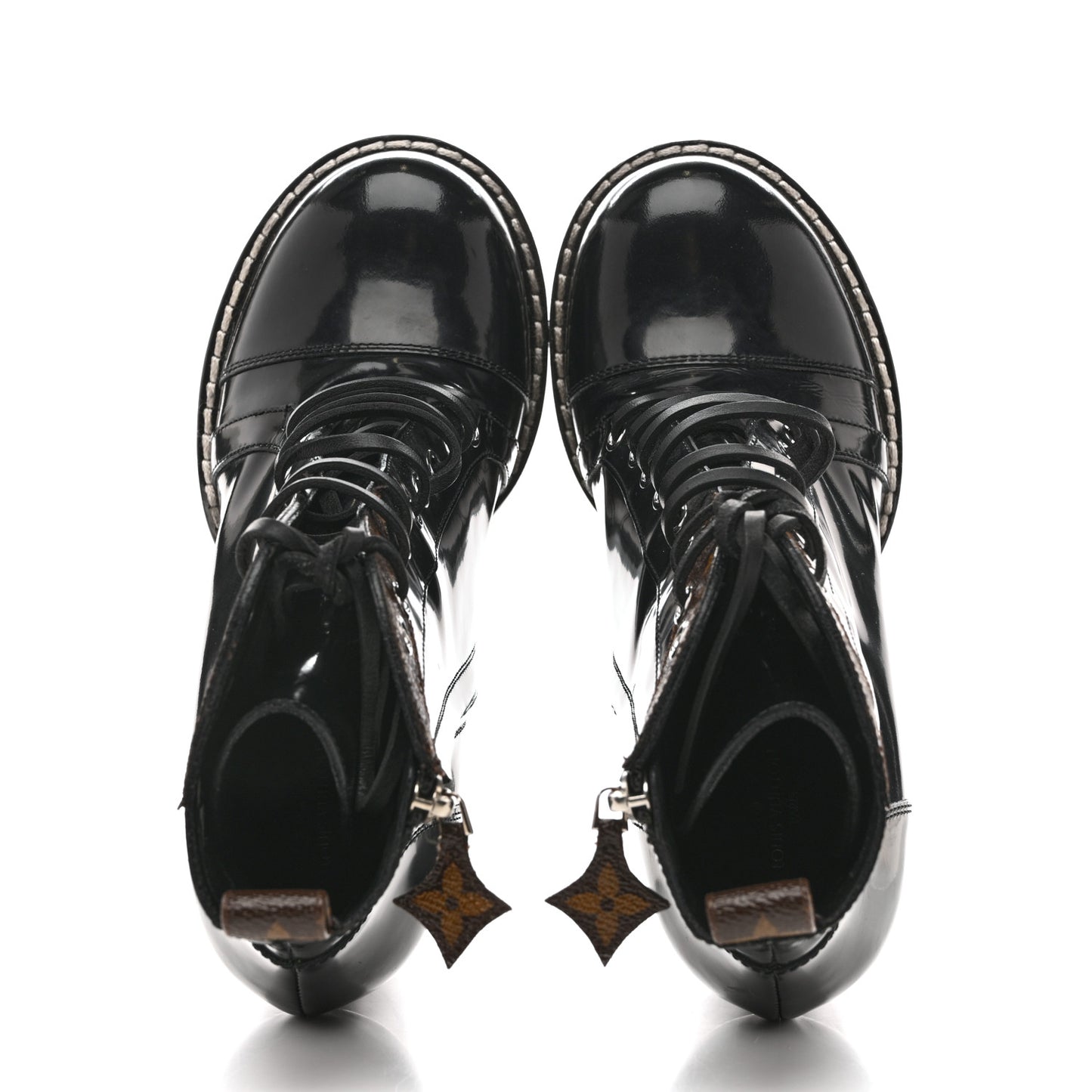 Glazed Calfskin Monogram Star Trail Ankle Boots 39 Black