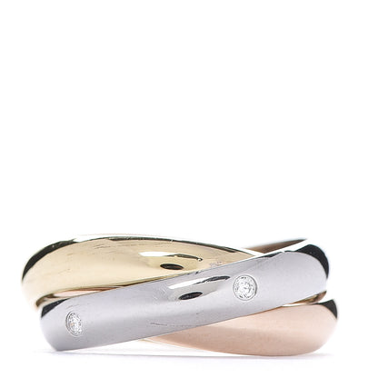 Cartier 18K Pink Yellow White Gold Diamond Trinity Ring 48 4.5 3 of 5