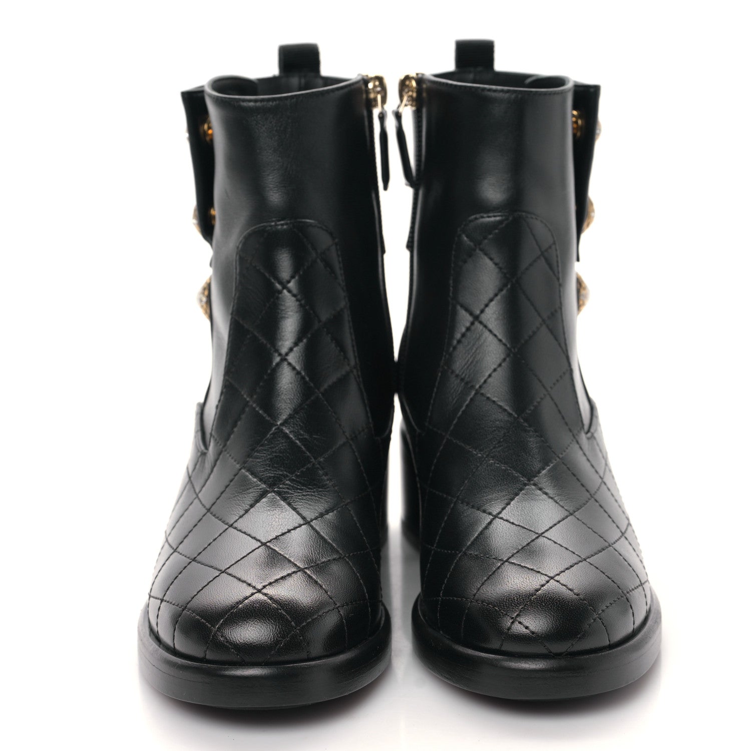 Chanel Lambskin Pearl Short Boots 35 Black Gold 2 of 9