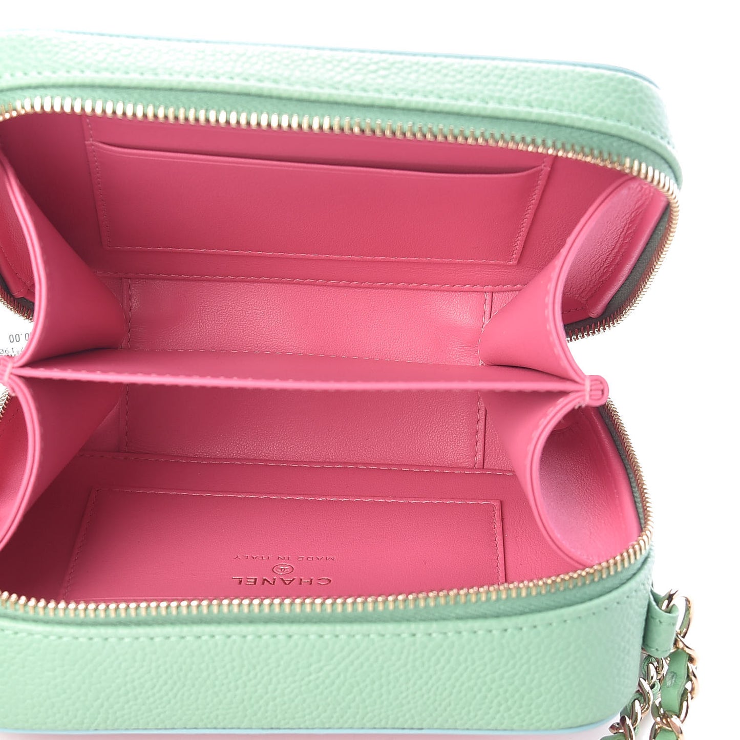 Caviar Quilted Filigree Vanity Clutch With Chain Pink Light Blue Green