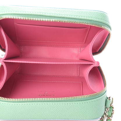 Chanel Caviar Quilted Filigree Vanity Clutch With Chain Pink Light Blue Green 5 of 10