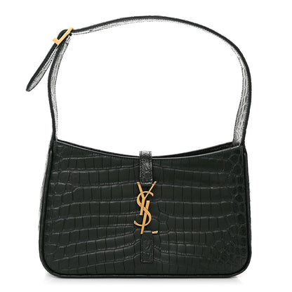 Saint Laurent Calfskin Crocodile Embossed LE 5 A 7 Hobo New Vert Fonce 1 of 9