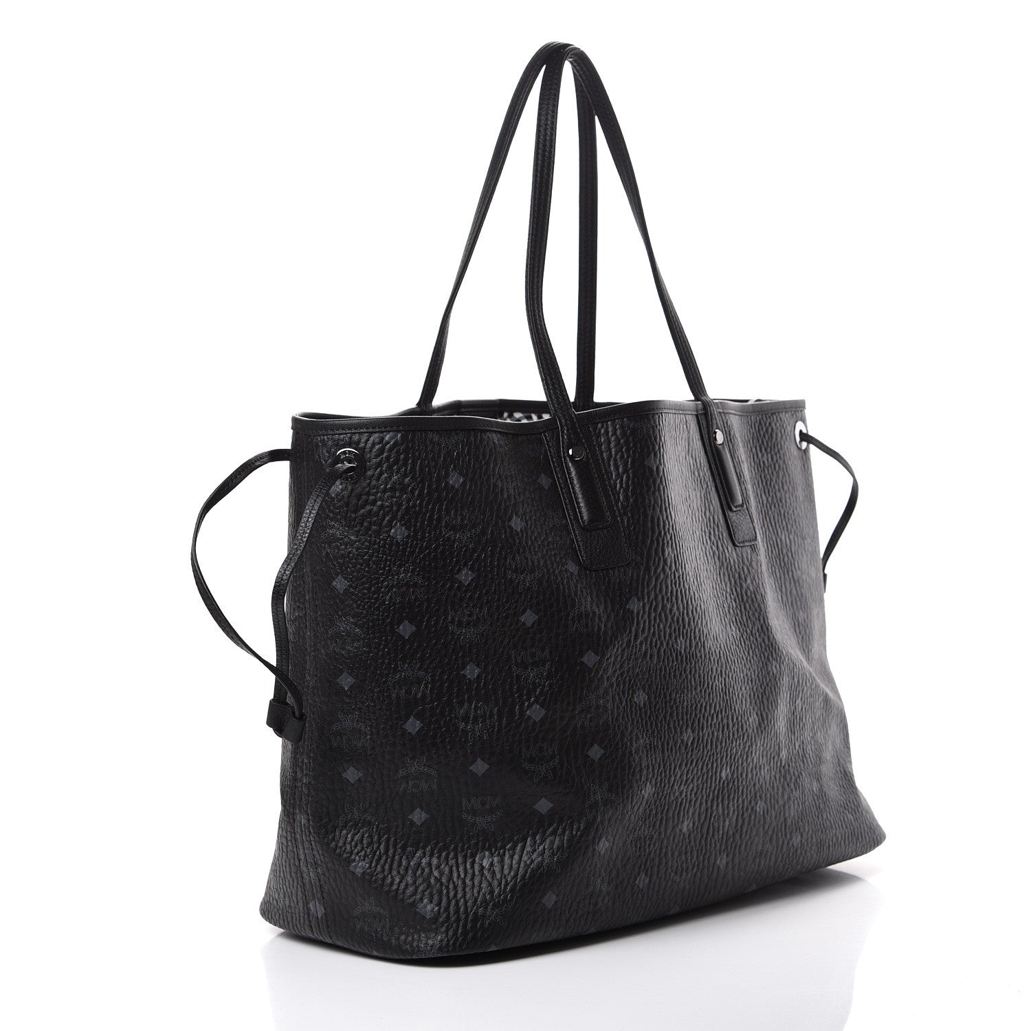 MCM Visetos Large Liz Reversible Shopper Tote Black 4 of 15