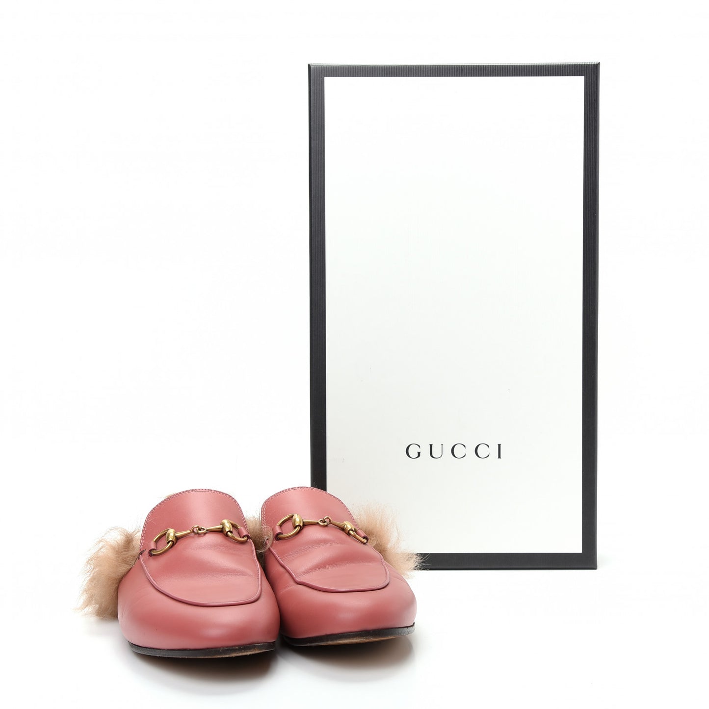 Calfskin Fur Womens Princetown Slippers 37.5 Lipstick Rose Natural