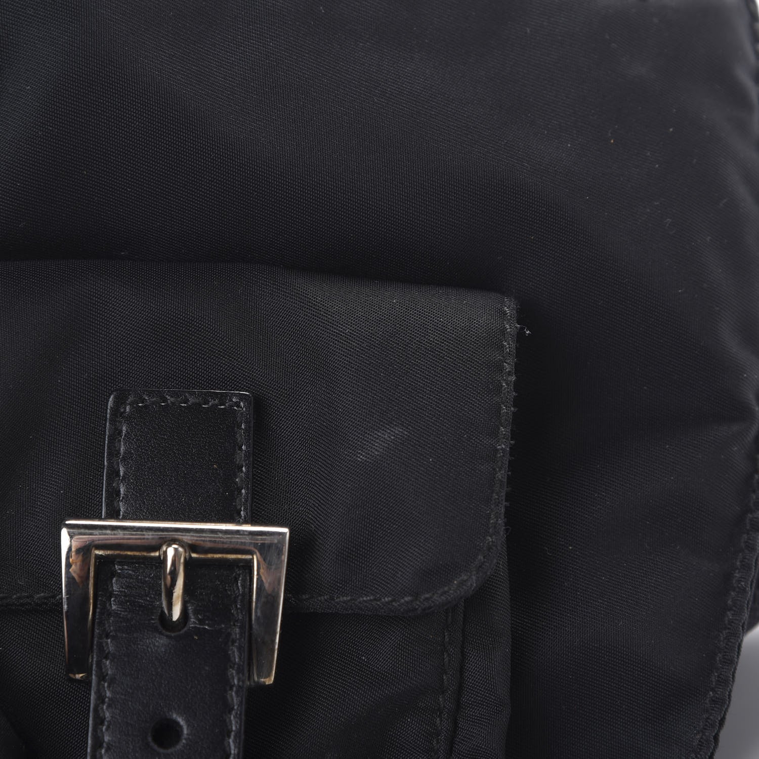 Prada Tessuto Nylon Soft Calfskin Sling Belt Bag Black 8 of 9