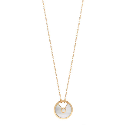 Cartier 18K Yellow Gold Diamond Mother of Pearl SM Amulette de Cartier Pendant Necklace 1 of 5