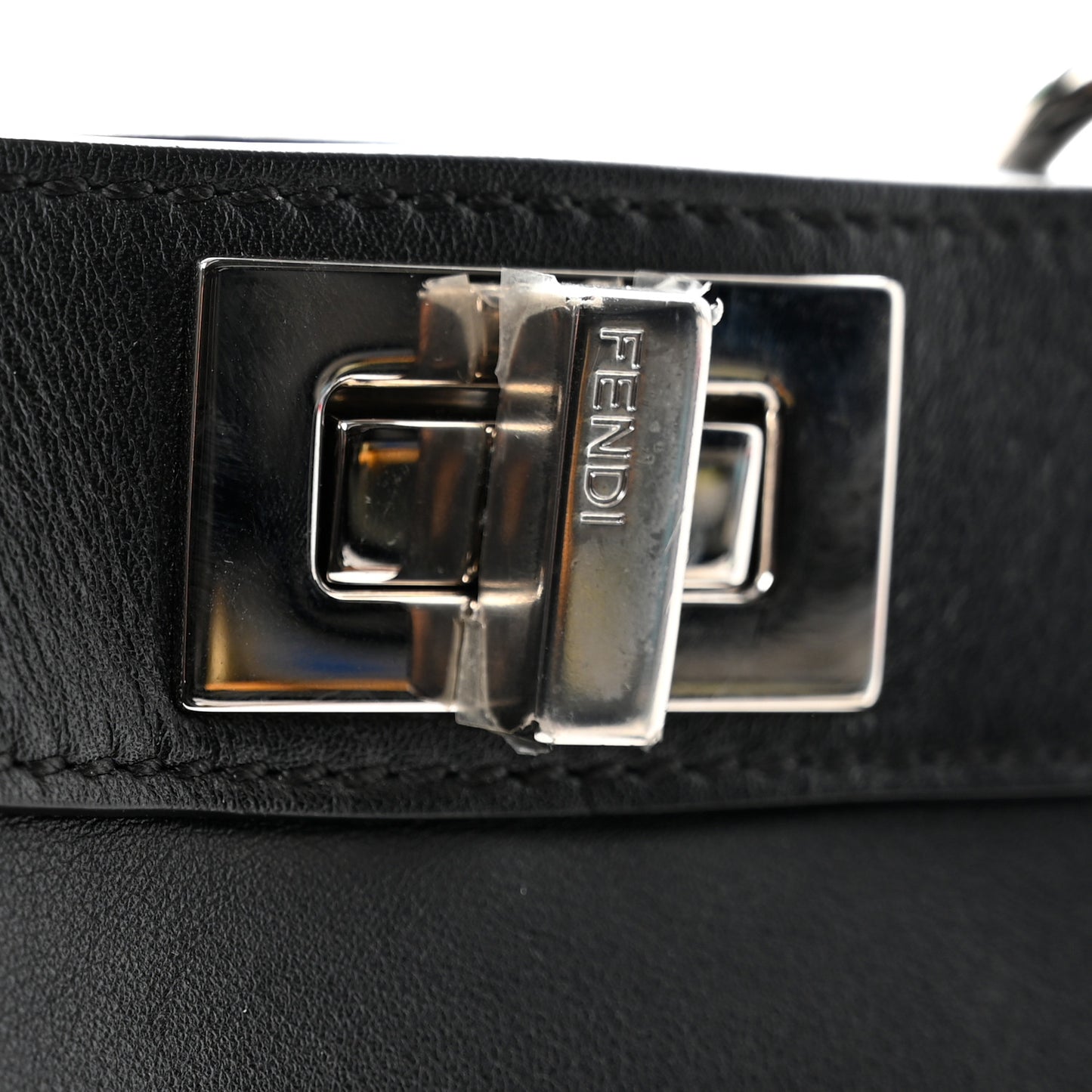 Vitello Seta Shiny Nappa Logo Embossed Laces Small Peekaboo I SEE U Satchel Black
