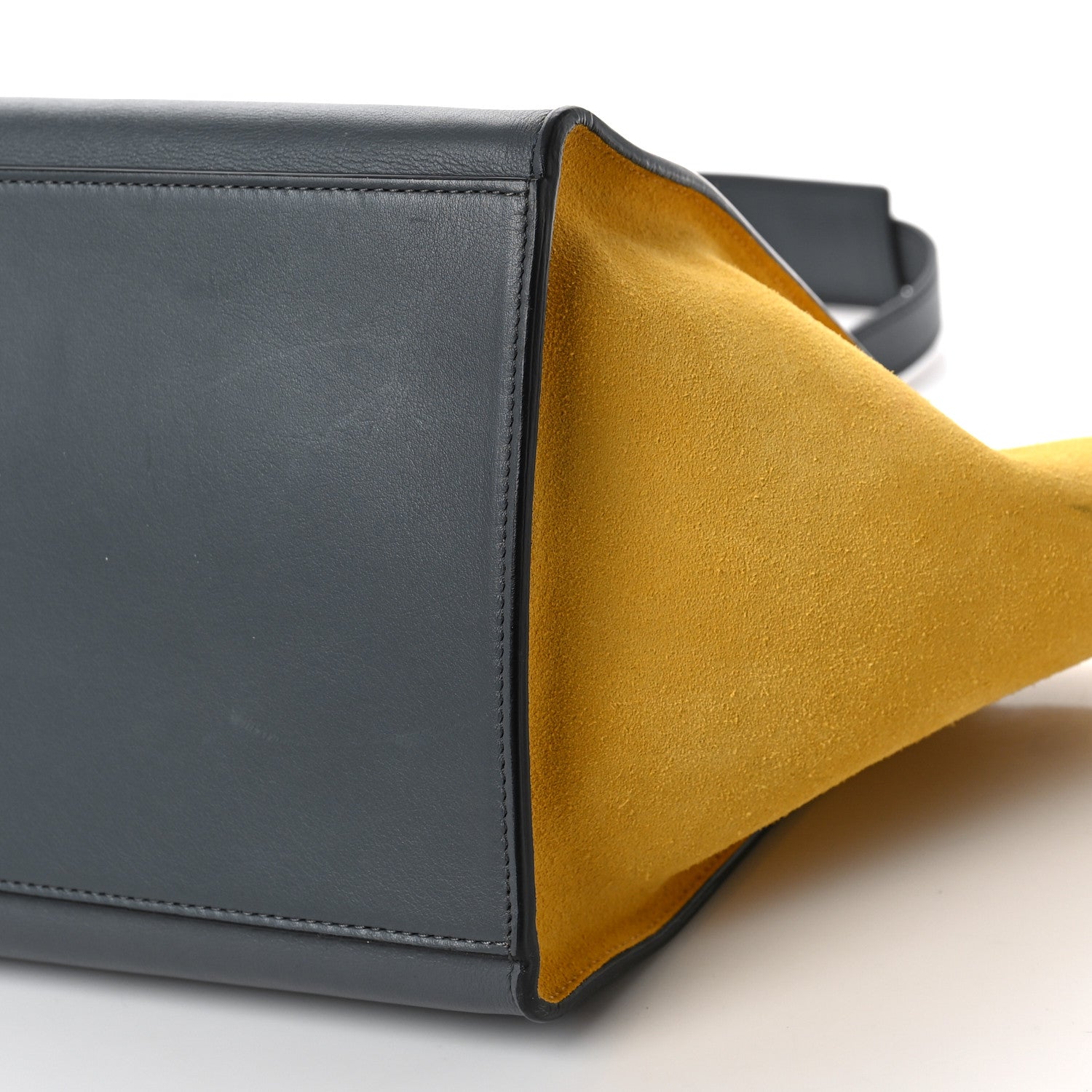 Celine Smooth Calfskin Suede Medium Tri-Color Trapeze Mustard 8 of 11