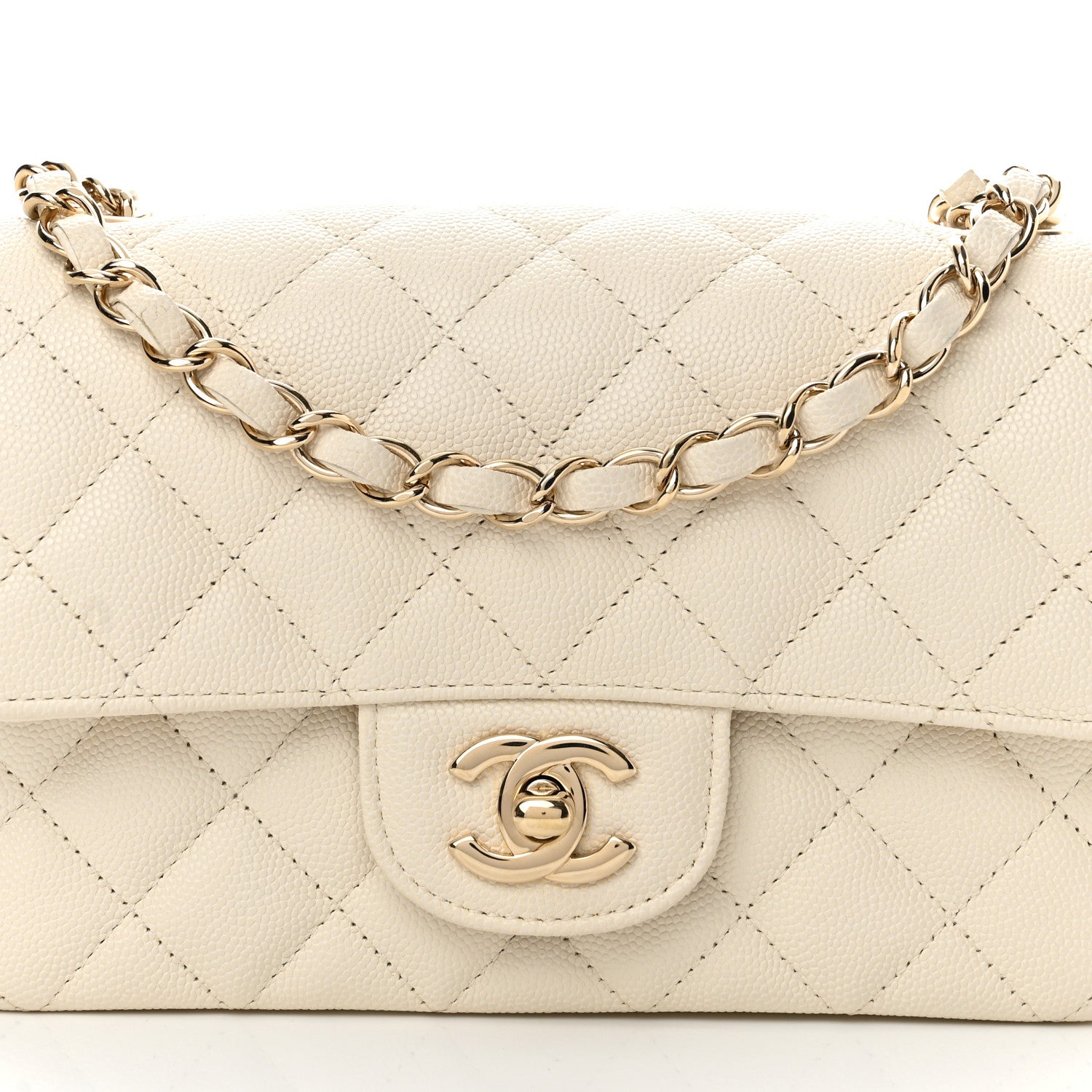 Chanel Caviar Quilted Mini Rectangular Flap White 8 of 13