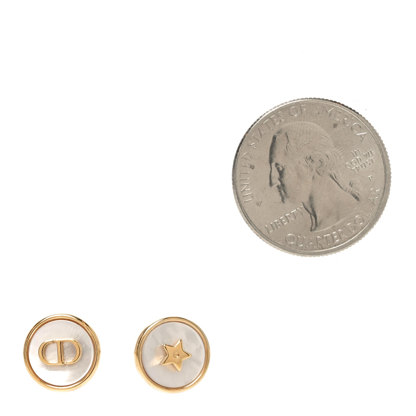 Mother Of Pearl D-Luck Stud Earrings Gold