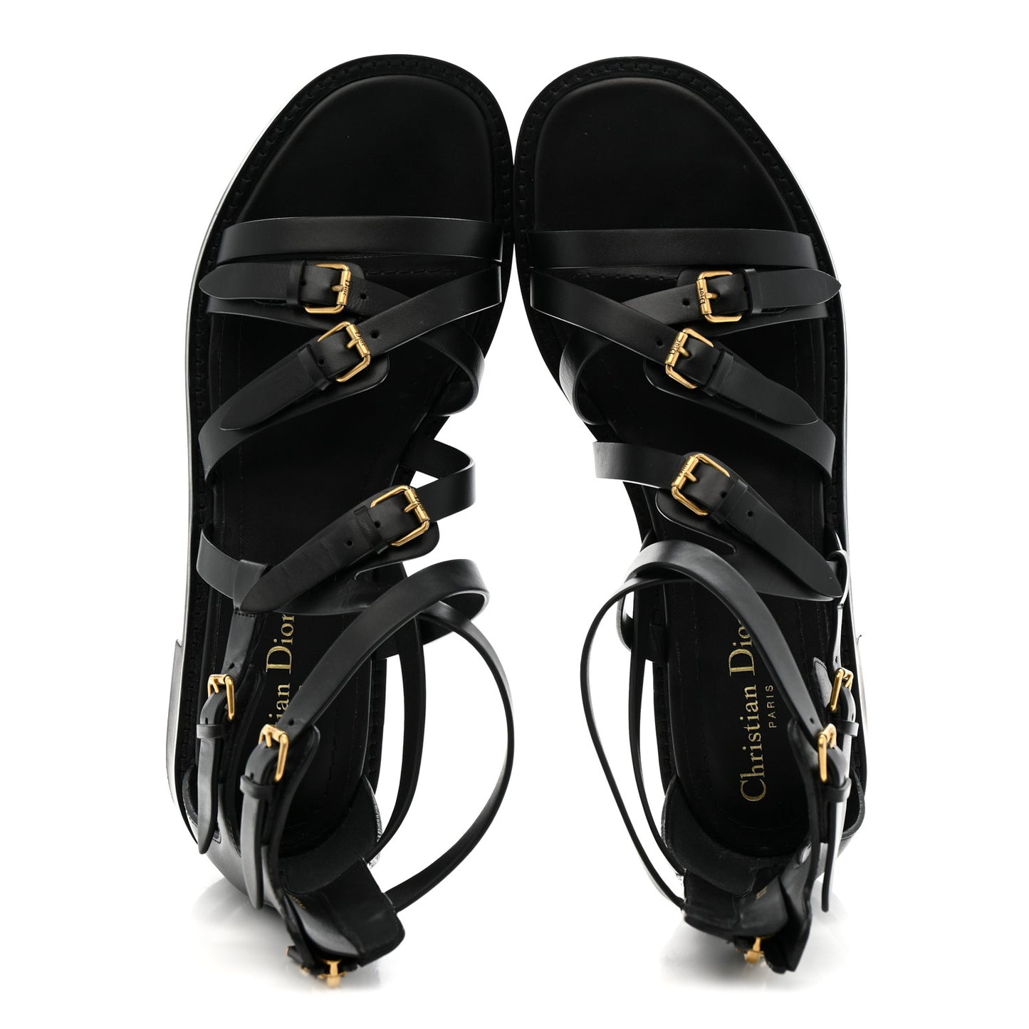 Shiny Calfskin L'Amazone Sandals 41 Black