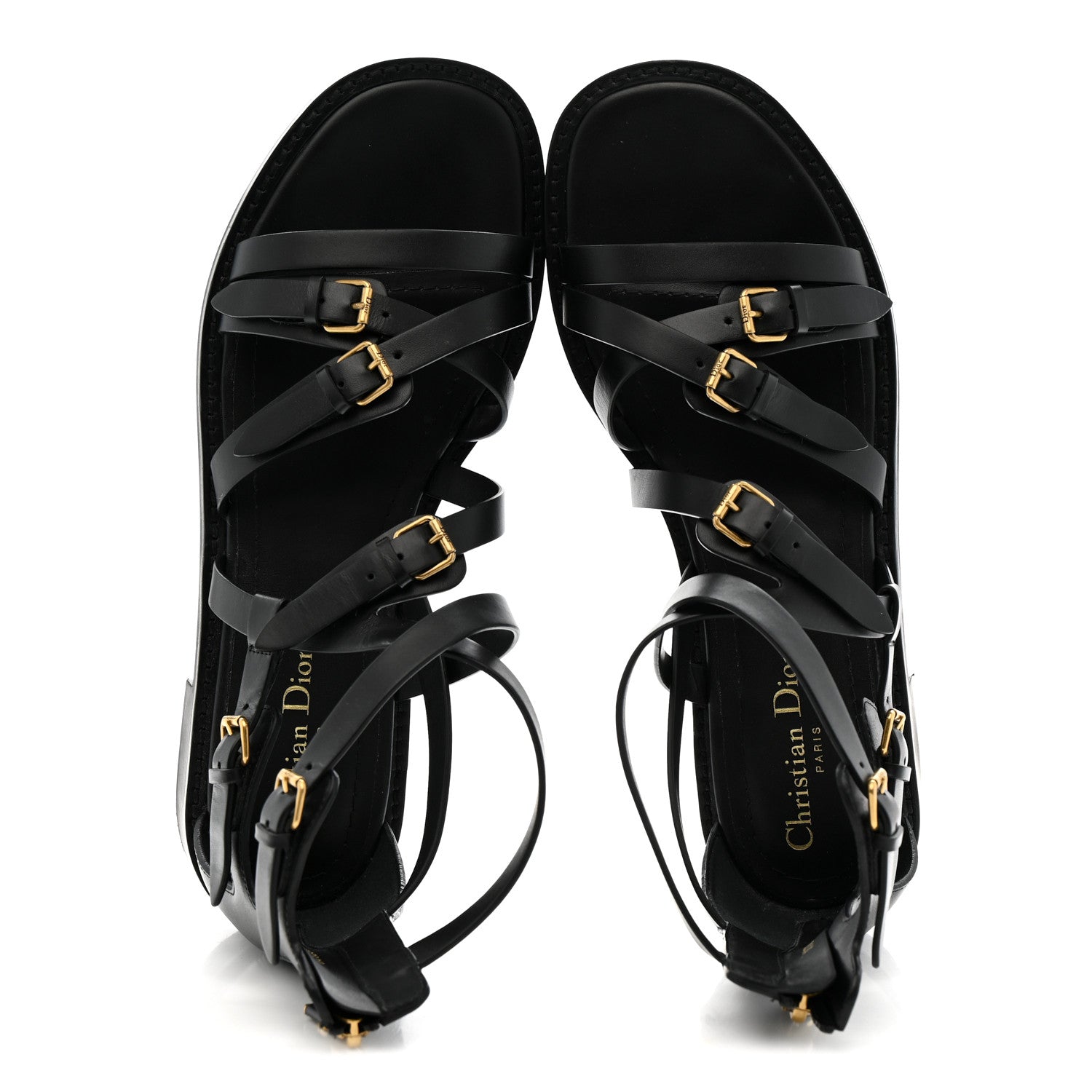 Christian Dior Shiny Calfskin L'Amazone Sandals 41 Black 2 of 9