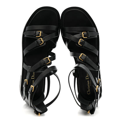 Christian Dior Shiny Calfskin L'Amazone Sandals 41 Black 2 of 9