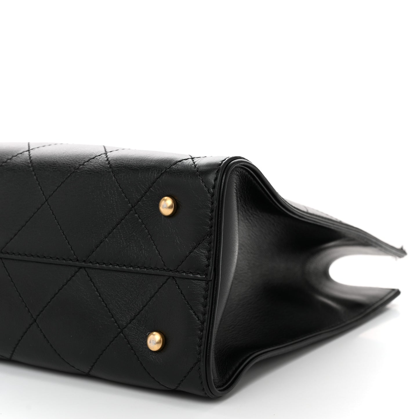 Calfskin Stitched Large Shopping Tote Black