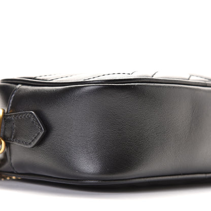 Gucci Calfskin Matelasse Mini GG Marmont Chain Shoulder Bag Black 7 of 10