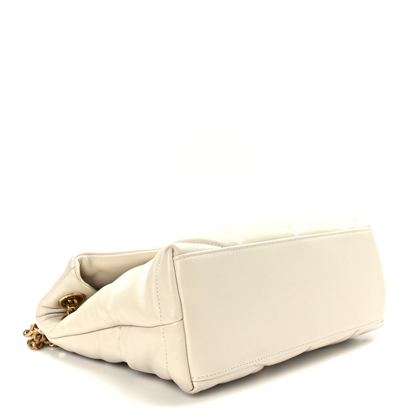 Lambskin Quilted Small Loulou Puffer Monogram Chain Satchel Crema Soft