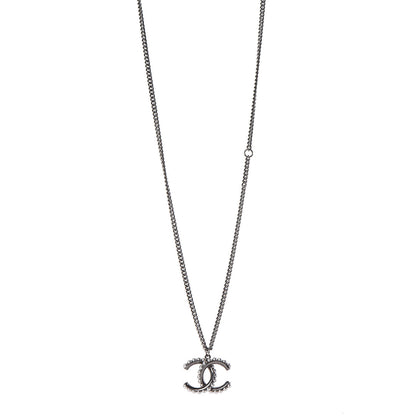 Chanel Pearl CC Pendant Necklace Silver 1 of 8