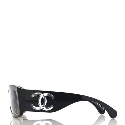 Chanel Acetate Polarized Rectangle Sunglasses 5526 Black 3 of 7