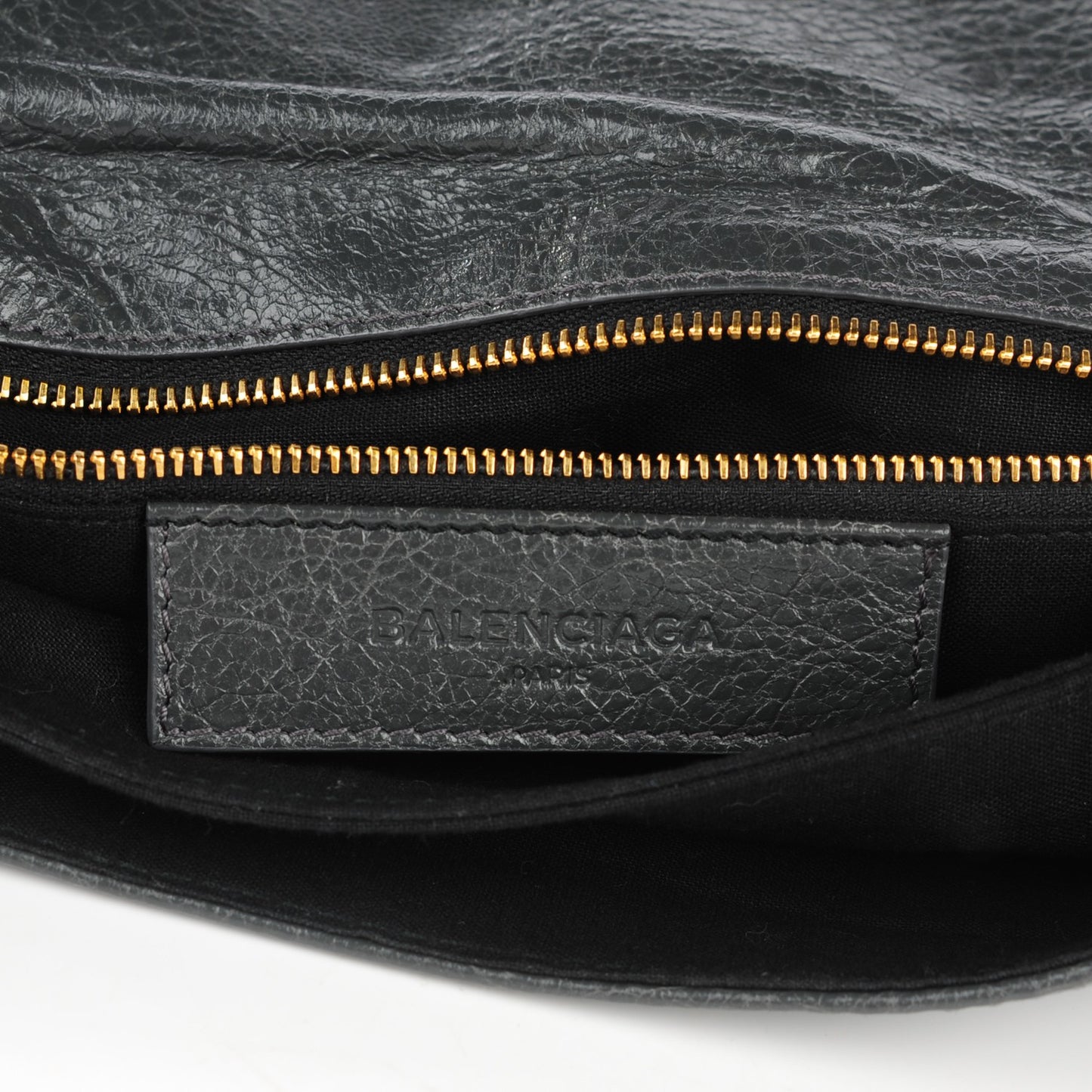 Agneau Giant 12 Gold Hardware Envelope Strap Clutch Gris Fossile
