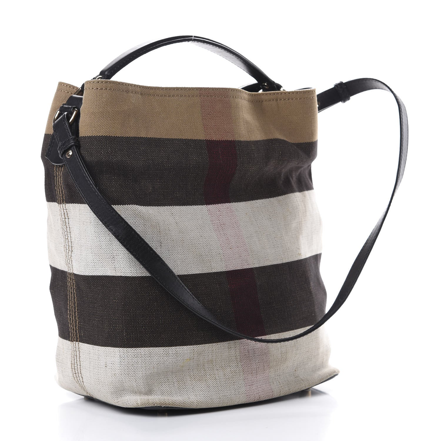 Burberry Canvas Mega Check Medium Susanna Hobo Black 2 of 16