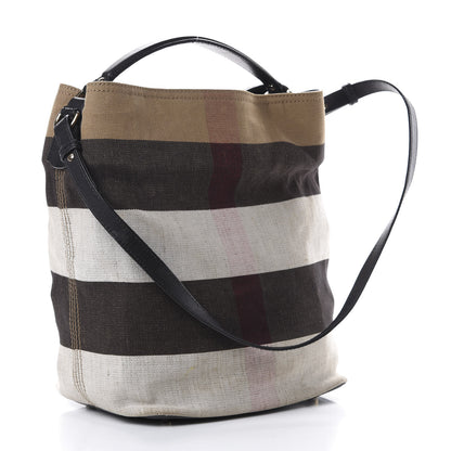 Burberry Canvas Mega Check Medium Susanna Hobo Black 2 of 16