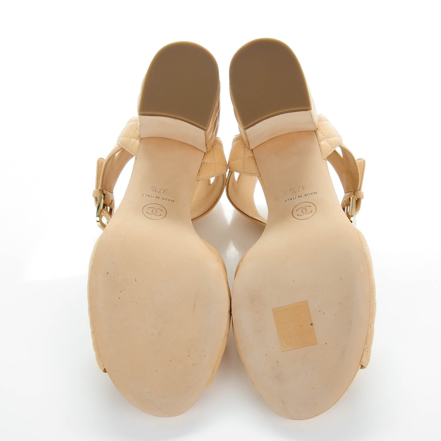 Chanel Lambskin Quilted Sandals 37.5 Beige 5 of 7
