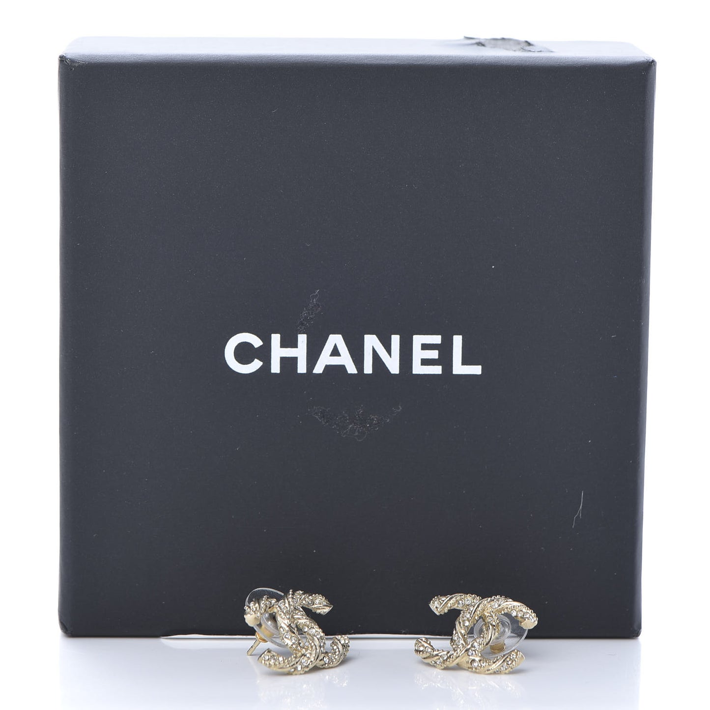 Crystal Twisted CC Earrings Gold