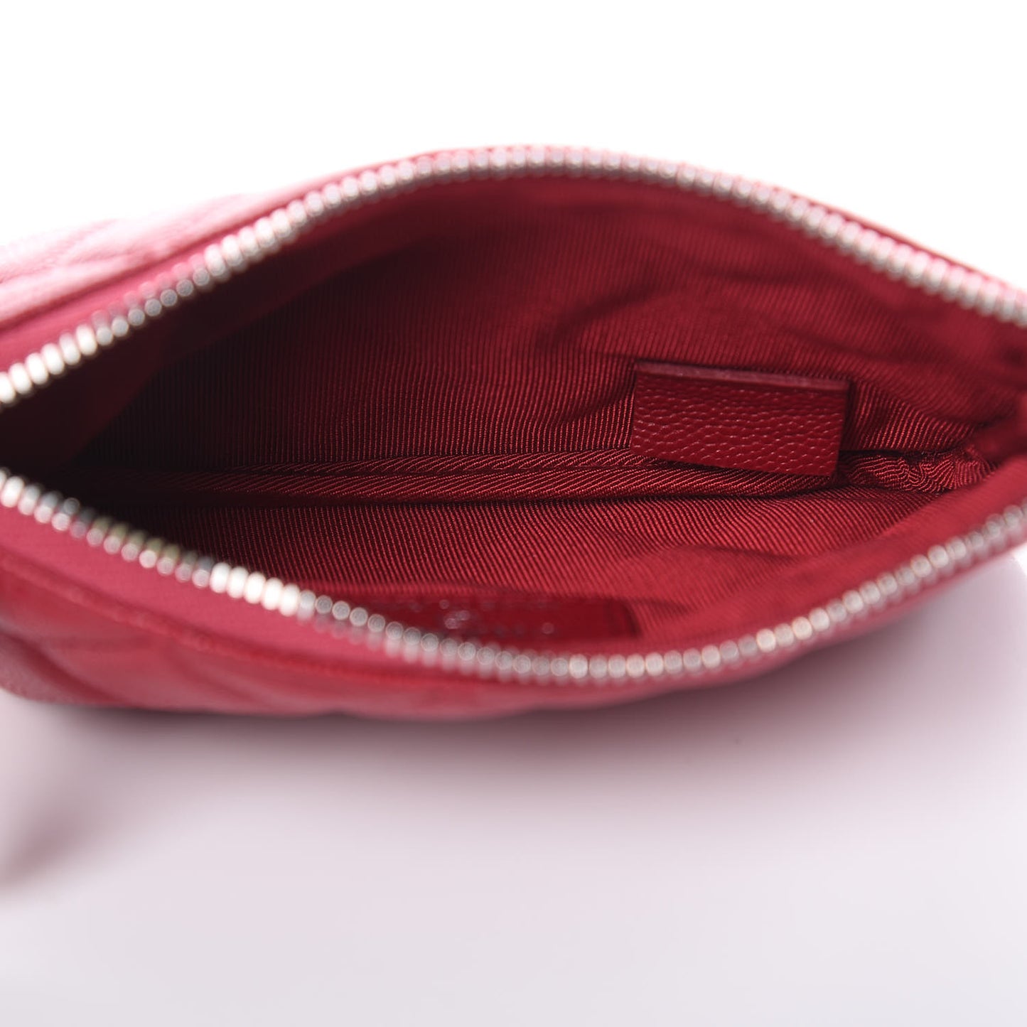 Caviar Quilted Small Cosmetic Case Dark Pink