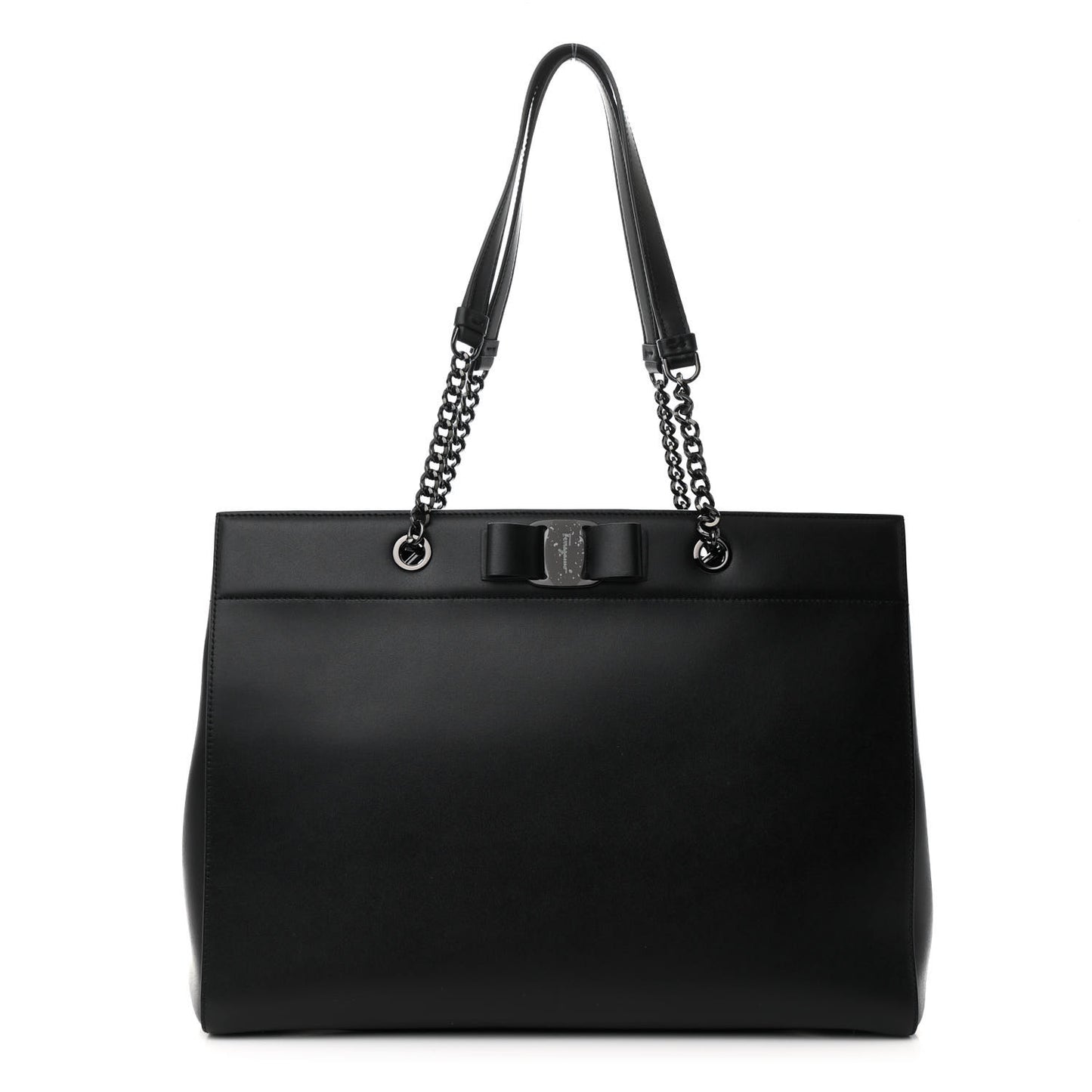 Calfskin Vara Bow Chain Tote Black