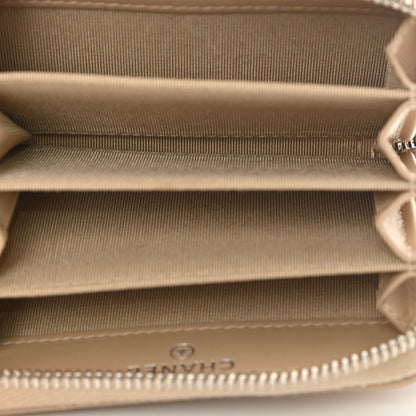 Chanel Caviar Quilted Zip Around Coin Purse Beige 5 of 11