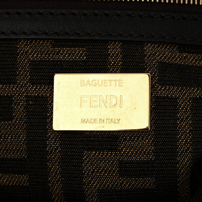 Fendi Fabric Jacquard FF 1974 Medium Baguette Tobacco Moro Black 6 of 10