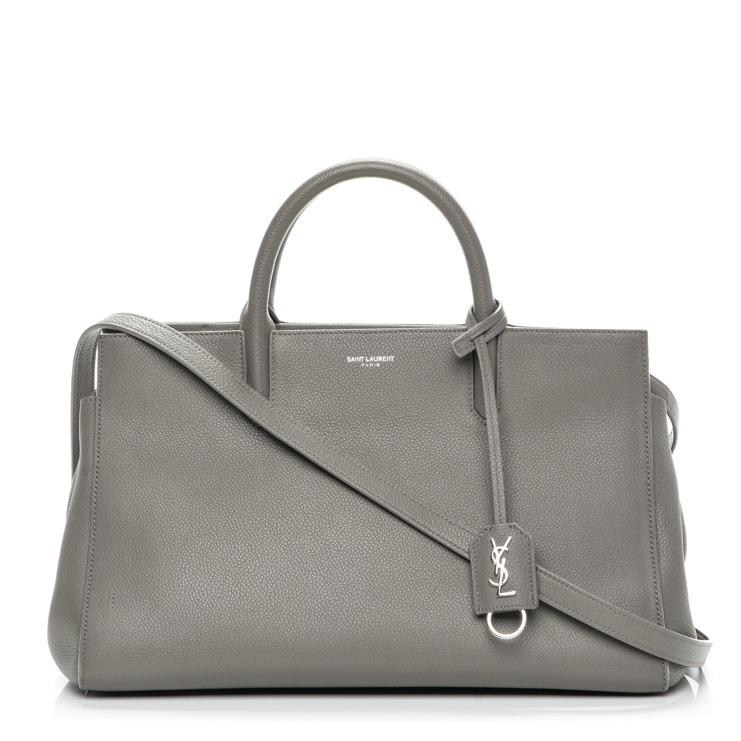 Saint Laurent Grained Calfskin Small Rive Gauche Cabas Fog 1 of 8