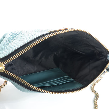 Burberry Signature Grain Calfskin Check Embossed Peyton Crossbody Clutch Bag Celadon Blue 5 of 8